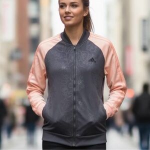 Adidas Women's Bomber Jacket in Gray and Peach